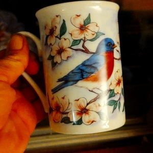 Vintage Mug Flowers Inc Balloons Two Birds